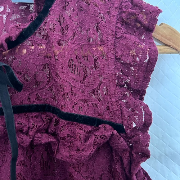 Soho Burgundy Lace Blouse with Ruffles - Picture 9 of 9